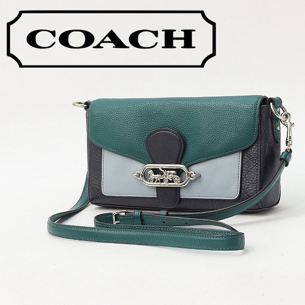 *COACH Coach F91070 Jade leather Logo metal fittings diagonal .. shoulder bag 