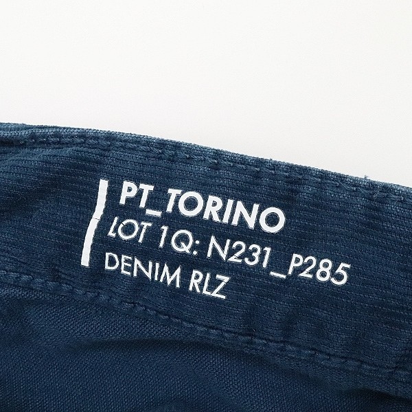 ◆TOMORROWLAND トゥモローランド×PT TORINO ピーティー トリノ GRUNGE ストレッチ コーデュロイ スリム パンツ ライトネイビー 29