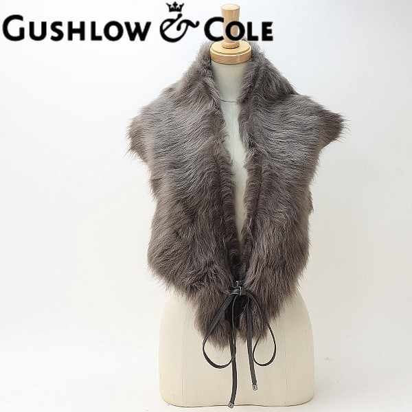 ◆GUSHLOW&COLE ガシュロウ アンド コール ムートン ラムファー 毛皮 ティペット ショール グレー系_画像1