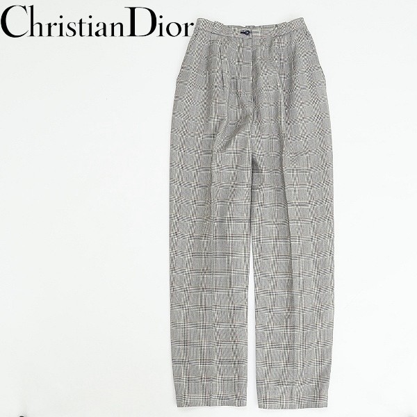  Vintage *Christian Dior SPORTS Christian Dior sport linen. Glenn check pattern tuck slacks pants L