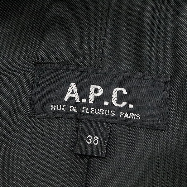 ◆A.P.C. アーペーセー バックベルト ウール ダブル コート 黒 ブラック 36_画像5