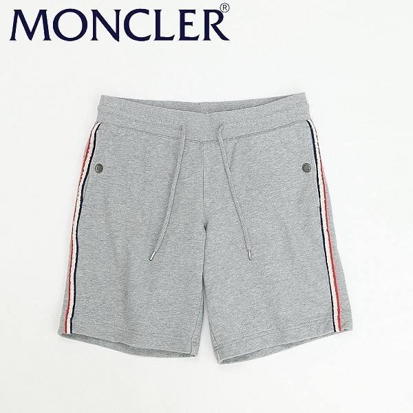 国内正規品◆MONCLER モンクレール PANTALONE CORTO サイドライン コットン スウェット ハーフ パンツ グレー M