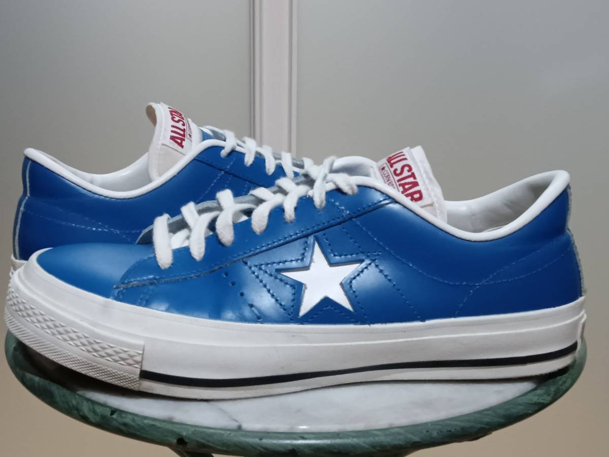 廃盤 converse コンバース ワンスターOX レザースニーカー 25.5cm ブルー 青 初期 日本製 JAPAN製_画像1