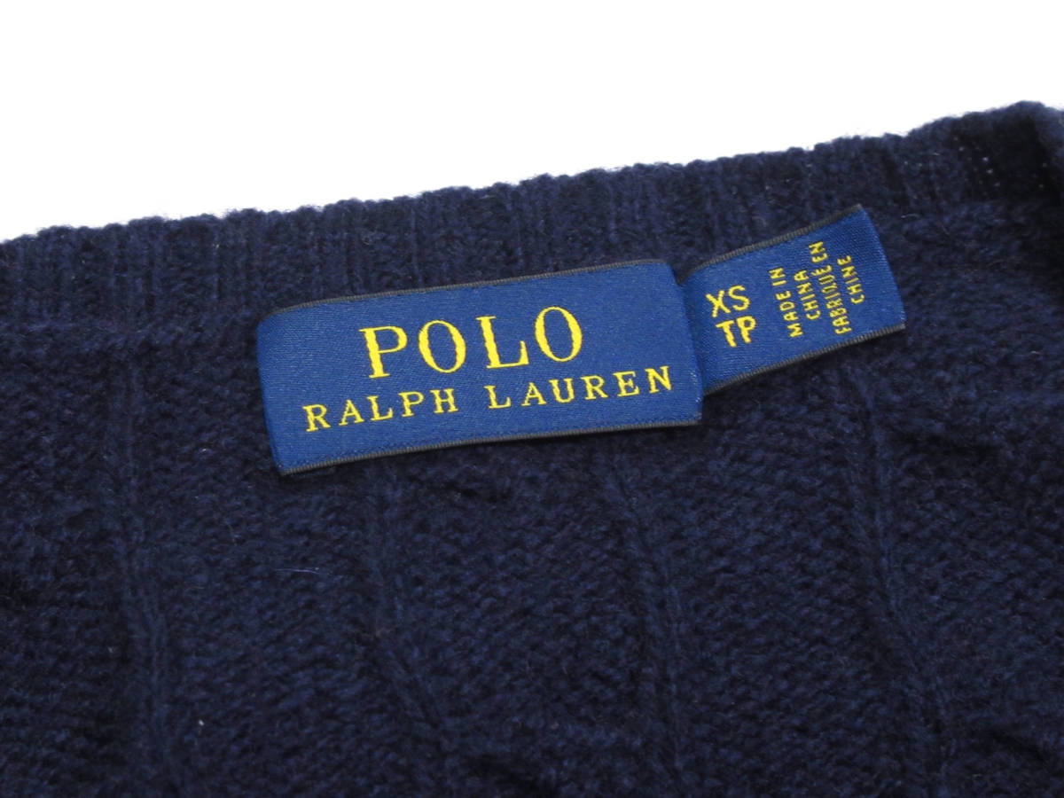 ポロ ラルフローレン Polo Ralph Lauren 大人可愛い☆ ウール カシミヤ ポニー刺繍 ケーブルニットプルオーバー セーター XS 155/80A _画像5