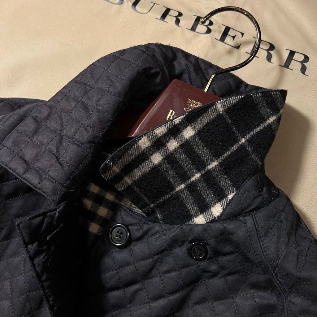 K19【本場のイギリス製】参考価格15万●美品BURBERRY LONDON●ロングキルティングステンカラーコート　バーバリーウールコート　レディース_画像6