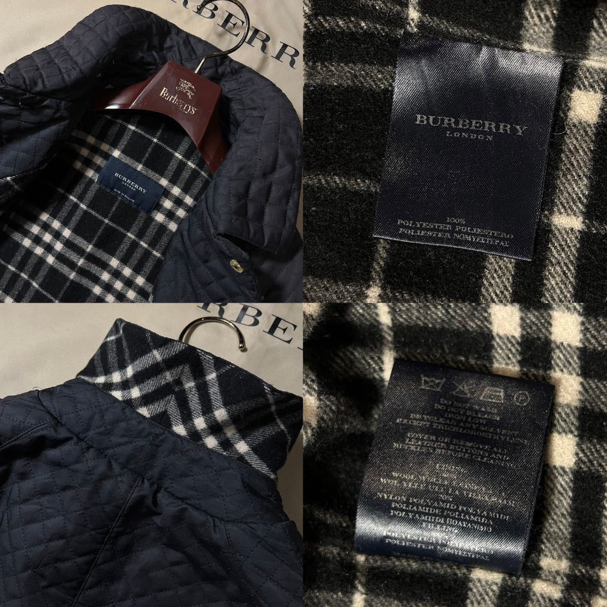 K19【本場のイギリス製】参考価格15万●美品BURBERRY LONDON●ロングキルティングステンカラーコート　バーバリーウールコート　レディース_画像10