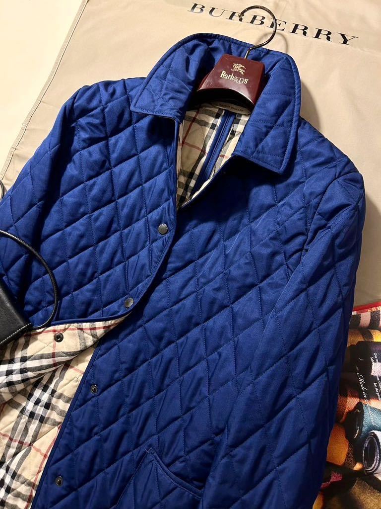 k25【英国ロイヤルブルー】参考価格14万●超美品BURBERRY LONDON●キルティングジャケット　バーバリーコート　レディース イギリス製_画像3