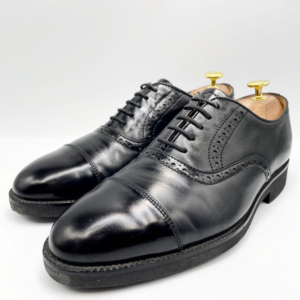Burberry バーバリー ストレートチップ ビジネスシューズ 25EE 革靴 ブラック 黒 ノバチェック メンズ 紳士靴_画像1