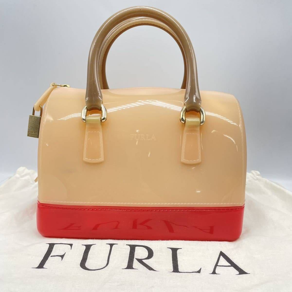 FURLA フルラ キャンディバッグ ハンドバッグ バイカラー レディース 鞄 保存袋付_画像1