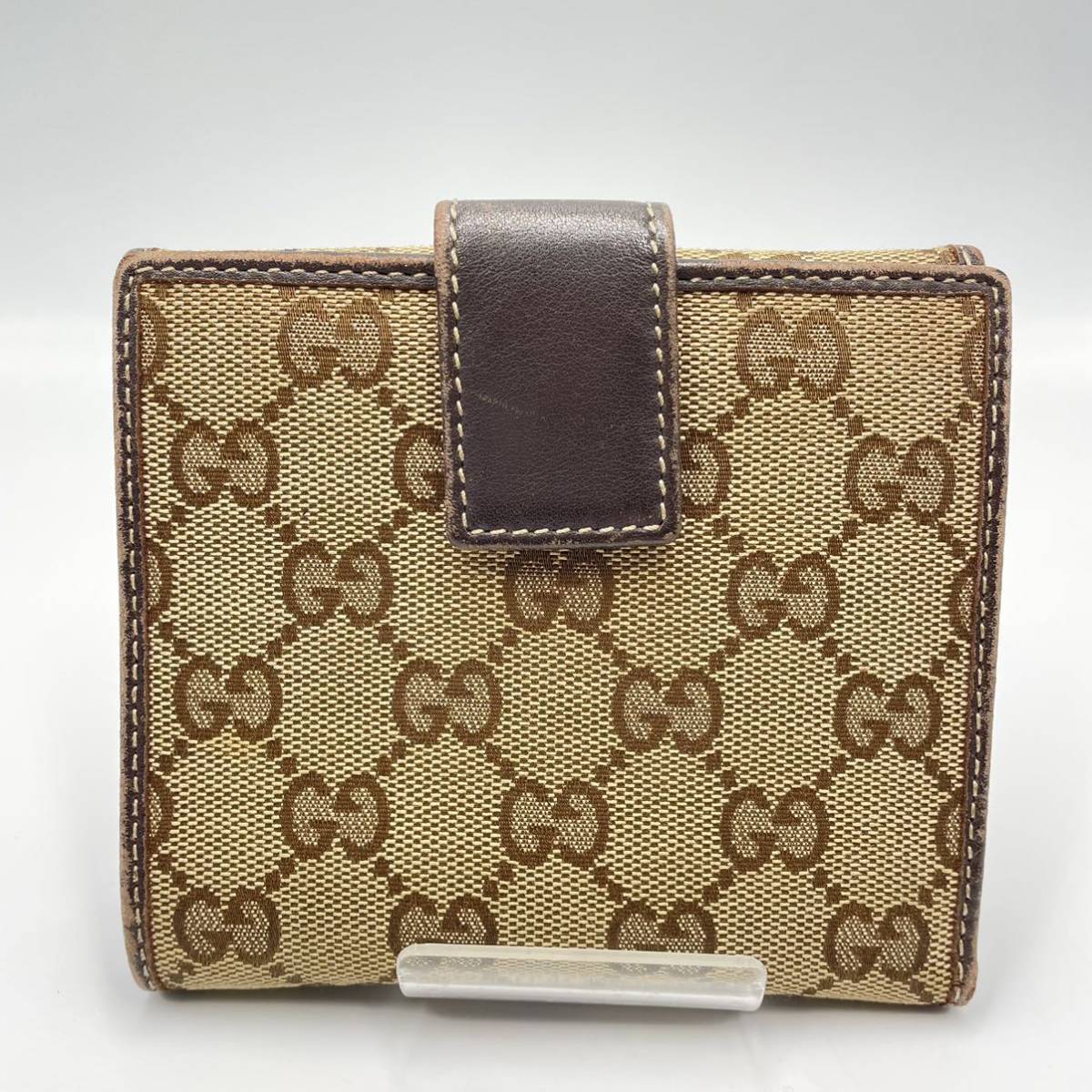 GUCCI グッチ GGキャンバス ラブリー ウォレット 折り財布 グッチシマ レディース ブラウン系 財布_画像2