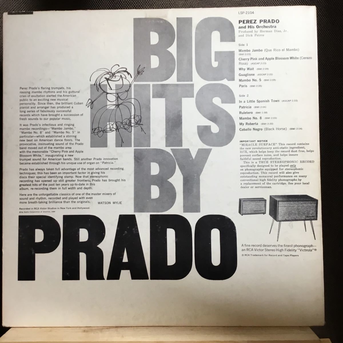 5点送料無料 LP★USオリジナル盤 Perez Prado / BIG HITS BY PRADO ペレス・プラード ラテン LSP 2104 RCA VICTOR _画像2