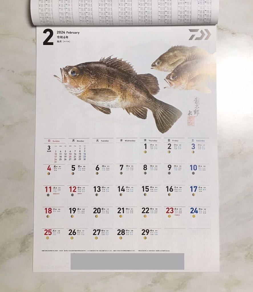 ●ダイワ　2024年　壁掛け　魚拓　カレンダー　店名入り　釣り●_画像3