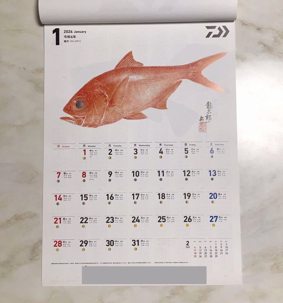 ●ダイワ　2024年　壁掛け　魚拓　カレンダー　店名入り　釣り●_画像2