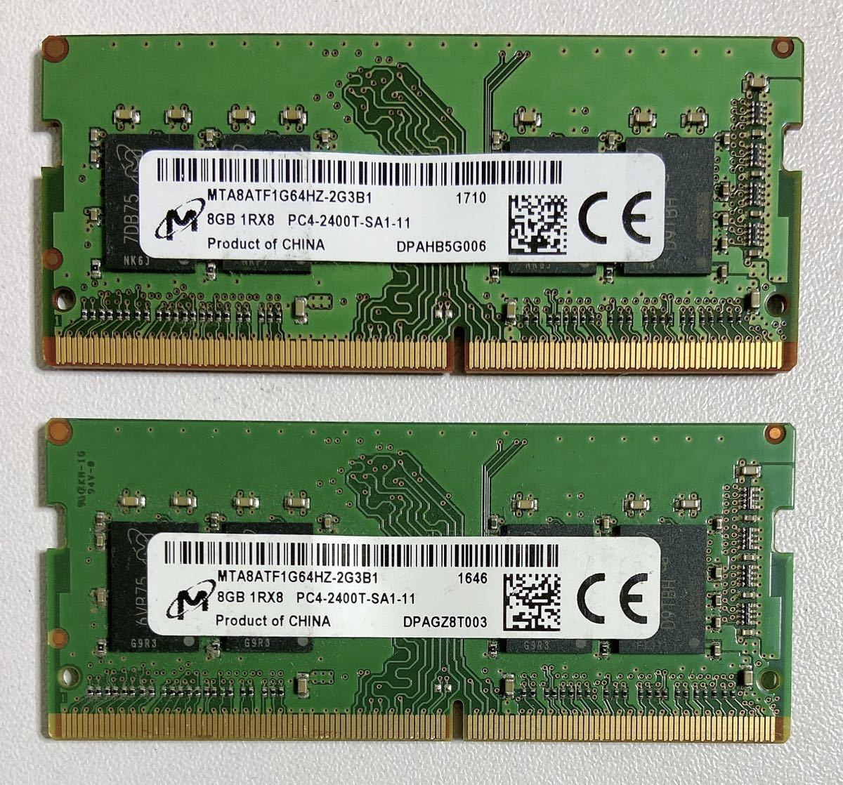 マイクロン ノート用　DDR4 PC4-2400T 8GB×2枚　動作確認済み_画像1