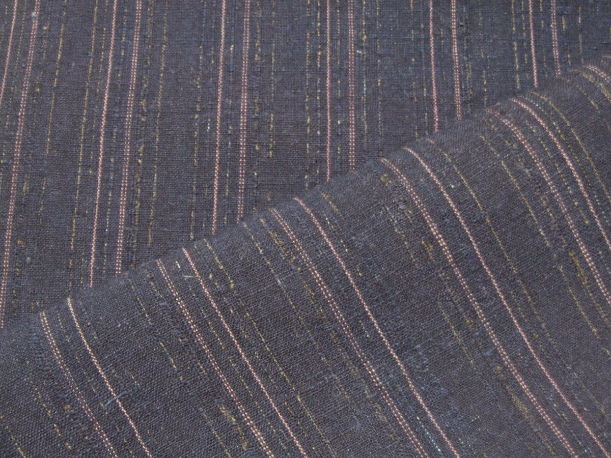 ：和古布材料：藍染木綿、昔の縦縞木綿の布団皮2巾_画像1