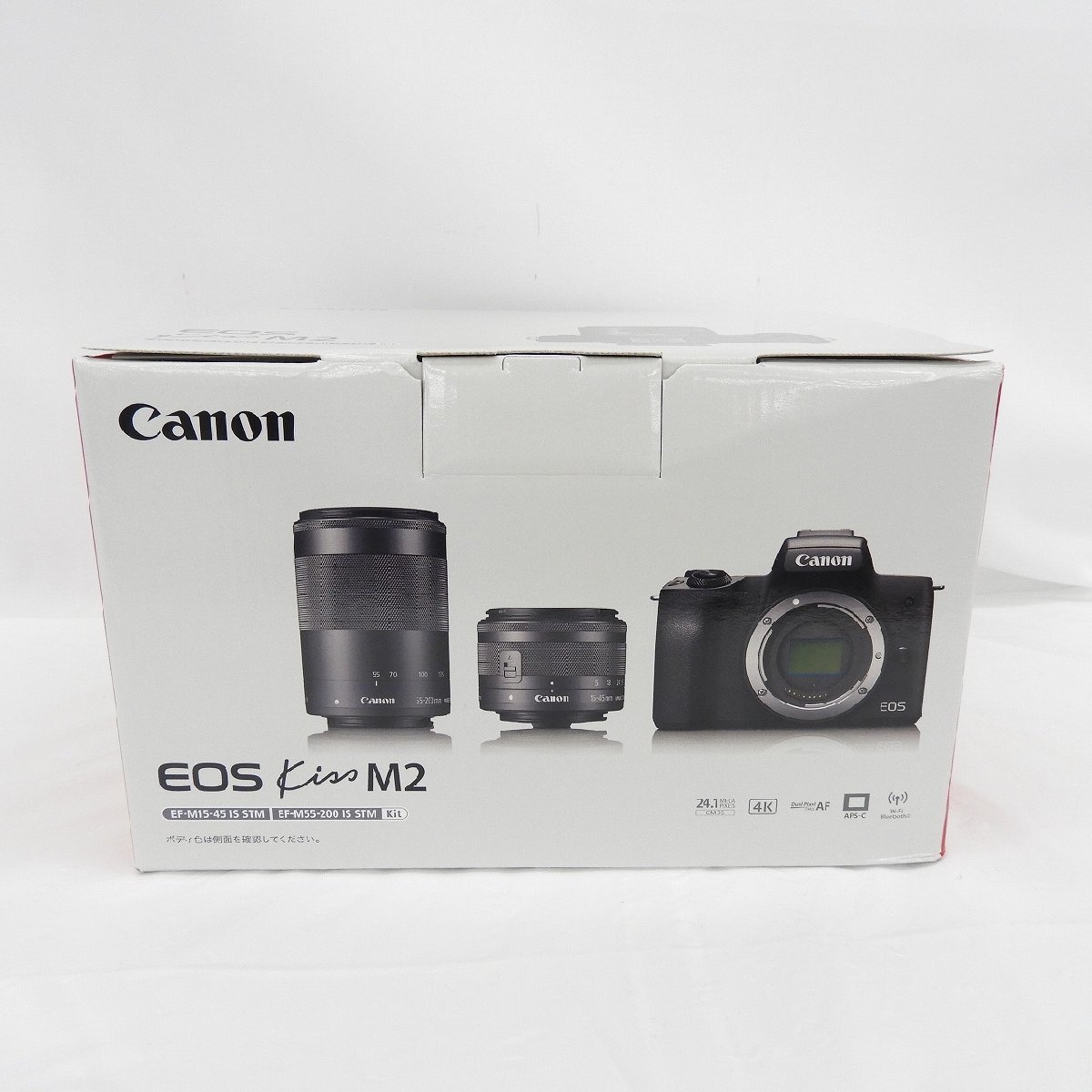 【未使用品】Canon キャノン ミラーレス一眼レフカメラ EOS Kiss M2 ダブルズームキット ホワイト ※箱傷有 11442639 1205_画像2