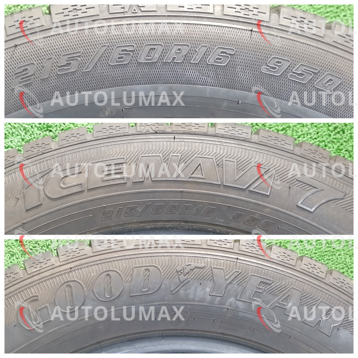 215/60R16 95Q Goodyear ICENAVI7 中古 スタッドレスタイヤ 2本セット 2021年製 グッドイヤー U3131.U_画像4