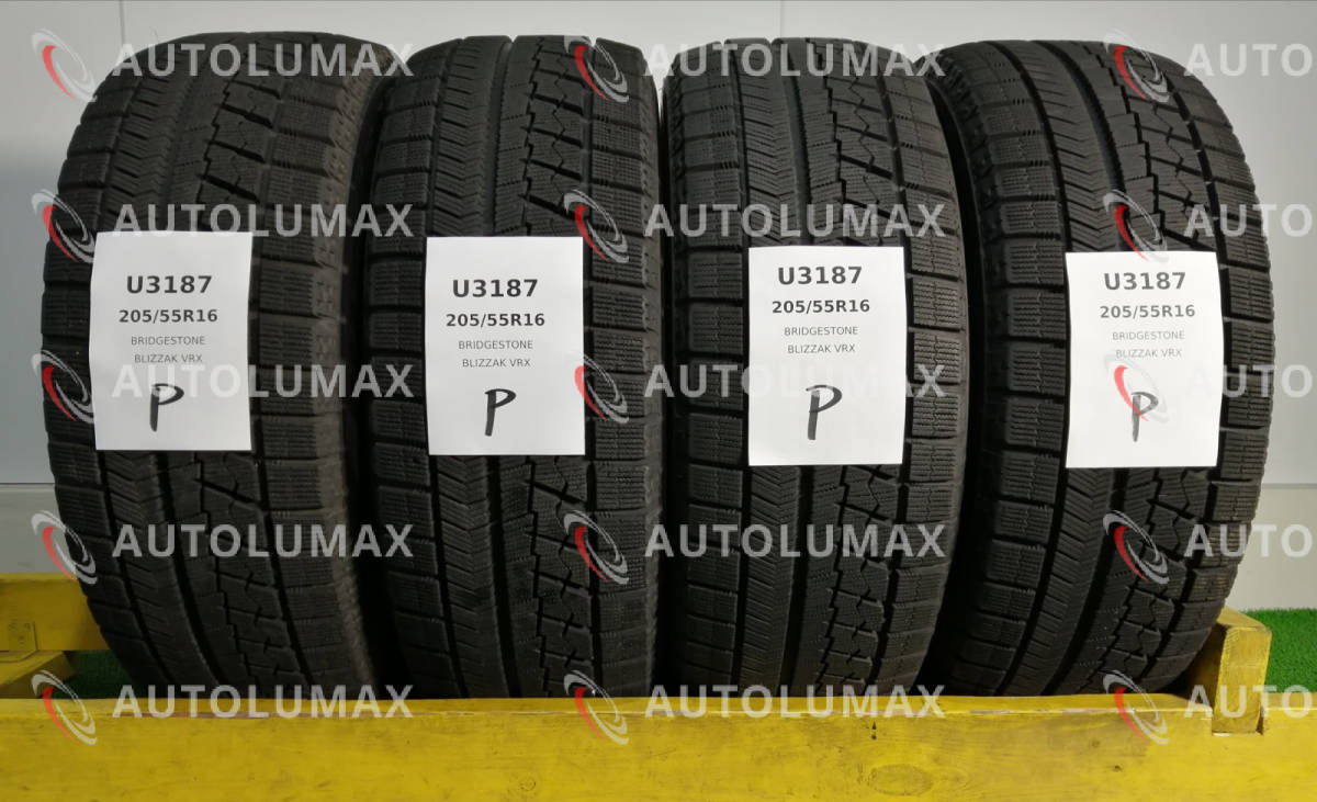 205/55R16 91Q Bridgestone BLIZZAK VRX 中古 スタッドレスタイヤ 4本セット 送料無料 205/55/16 ブリヂストン U3187.P_画像1