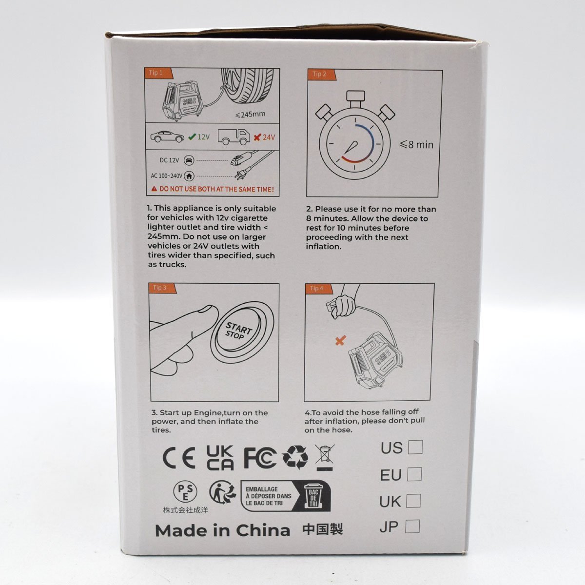 【未使用品】Oasser 電動 空気入れ エアコンプレッサー ATJ-6488 AC100V/DC12V電源対応 150PSI 22mmシリンダー [S206975]_画像2