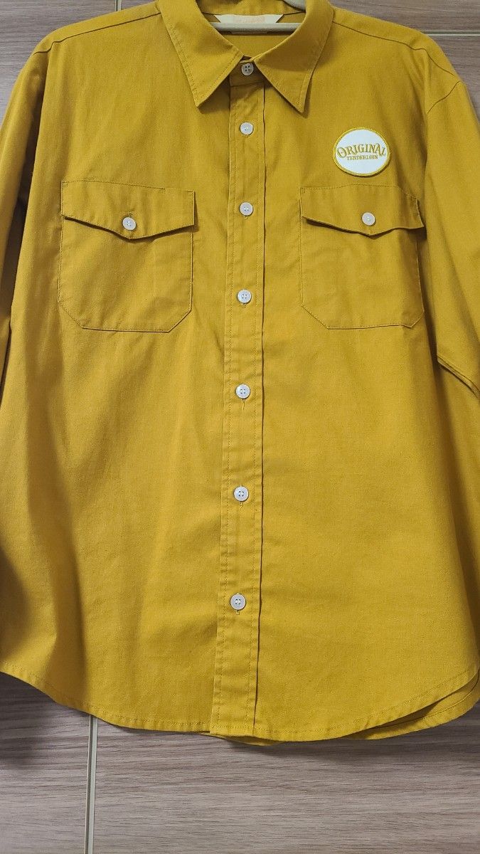 テンダーロインT-WORK SHT U Msize 黄色×ゴールド 刺繍ワッペン付き長袖ワークシャツ