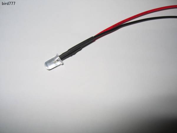 白LED (5mm) 配線抵抗配線済みでそのまま 12V で使用可能 LED 白 配線加工抵抗取り付け済み 白色LED ５ｍｍ_画像3