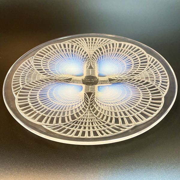 R.LALIQUE　ルネ・ラリック　COQUILLE　コキーユ　オパールセント　プレート　皿　20cm　サイン入り　1924年　フランス　アンティーク①_画像2