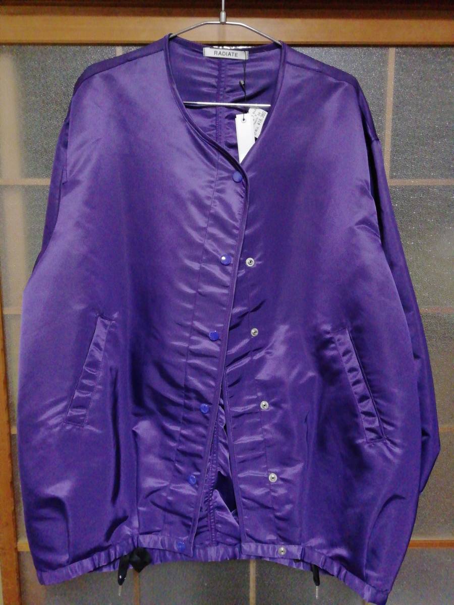 【新品】ラディエイト RADIATE レディース 女性9号 Mサイズ ナイロンジャケット パープル 紫 コクーン型 スプリングコート タグ付き