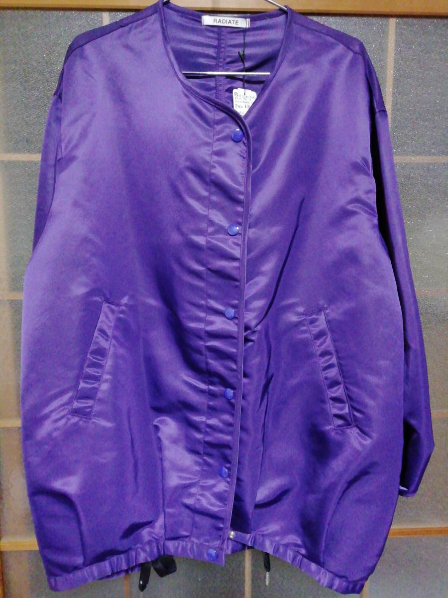 【新品】ラディエイト RADIATE レディース 女性9号 Mサイズ ナイロンジャケット パープル 紫 コクーン型 スプリングコート タグ付き
