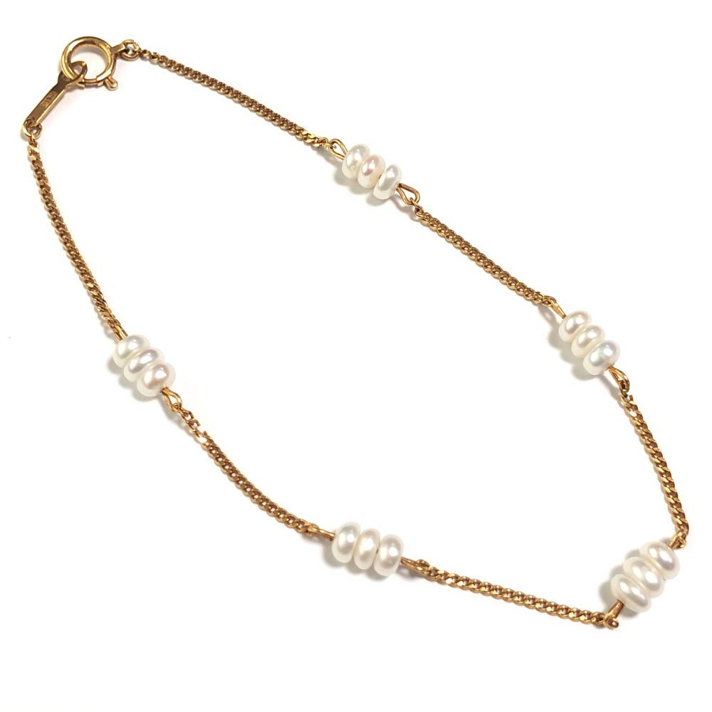 人気商品 K18 パール　淡水パール　ブレスレット　イエローゴールド　可愛いブレスレット 真珠