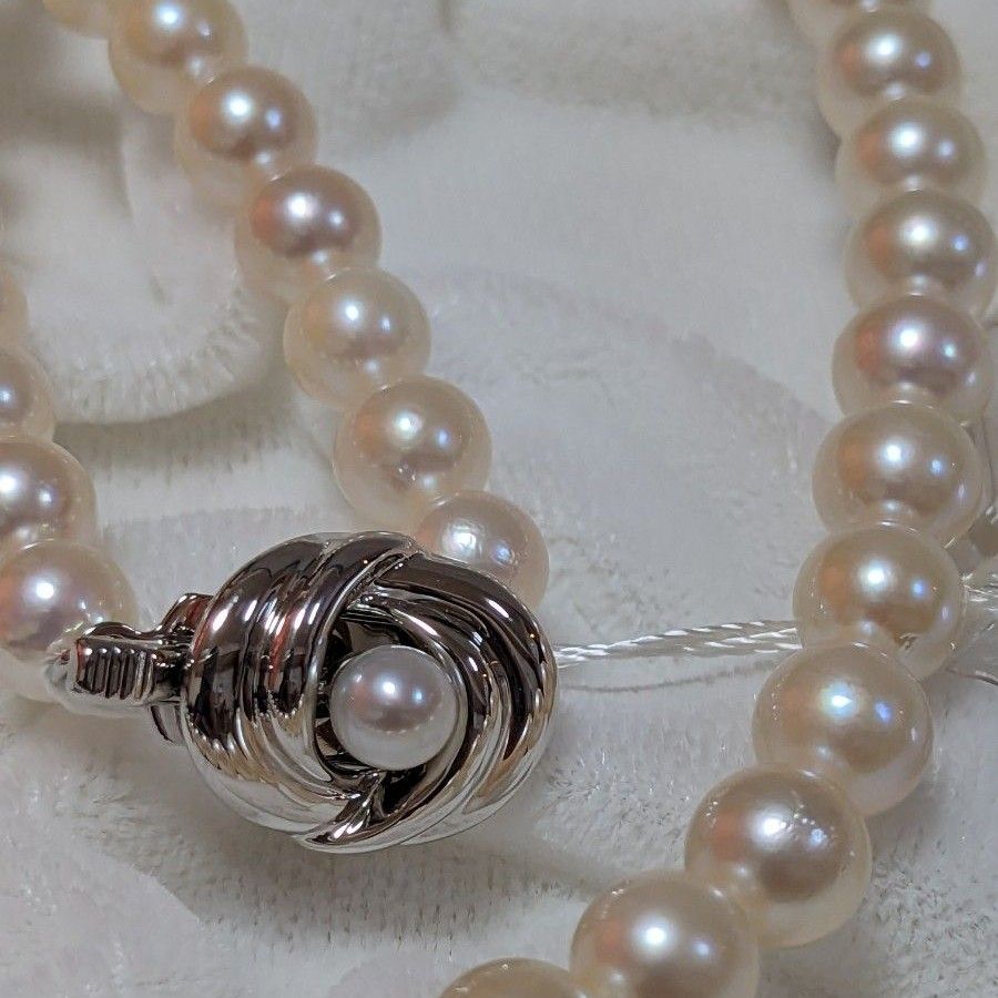 パールネックレス　あこや　本真珠　冠婚葬祭　タサキ　ケース付き　シルバー　刻印 真珠ネックレス　田崎真珠　TASAKI 
