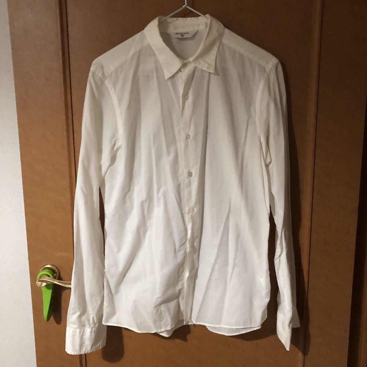 1円スタート　EDIFICE エディフィス　ホワイトコットンシャツ　フリー　M_柔らかいコットンです。