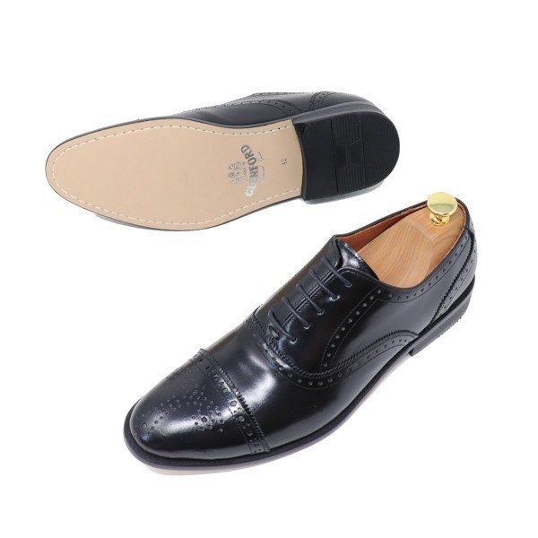 24.5cm hand made original leather strut chip semi blow g business shoes ma Kei made law shoes black 3004