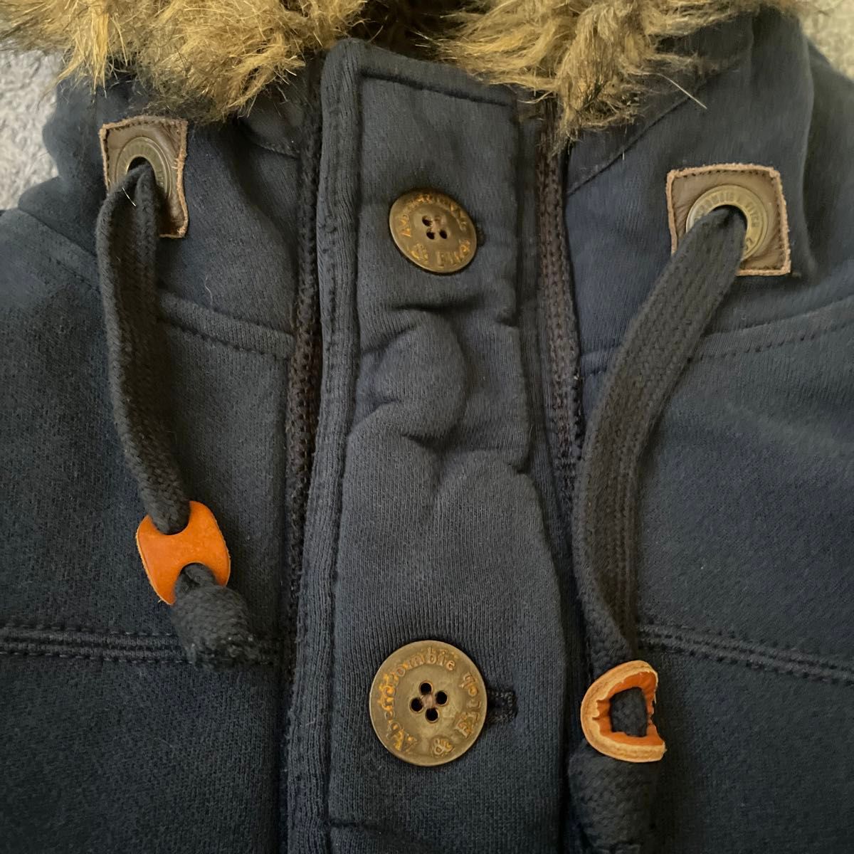 アバクロ　Abercrombie&Fitch フード付きコート　ジャケット　メンズ　Lサイズ　ネイビー