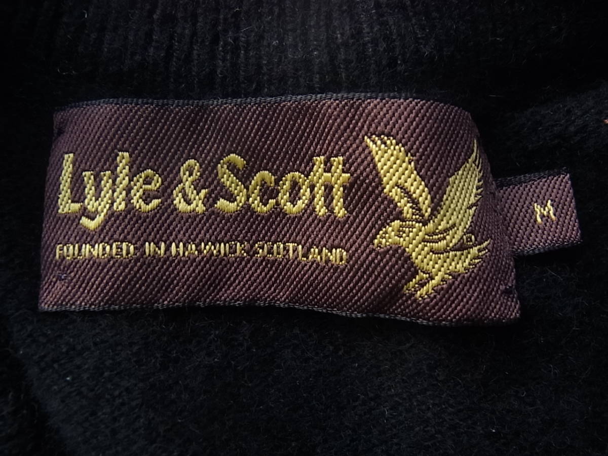 Lyle & Scott ライル & スコット　カシミヤ100% Vネックセーター　サイズ M ブラック　スコットランド製_画像5