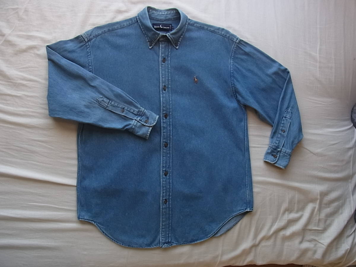 Ralph Lauren ラルフローレン　90年代　デニム素材　The Big Shirt シリーズ　ボタンダウンシャツ　サイズ 9