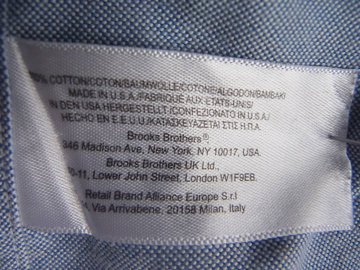 BROOKS BROTHERS ブルックスブラザーズ 　米国製　コットンオックス素材　 ボタンダウンシャツ　サイズ 14 1/2 - 33 ブルー系_画像9