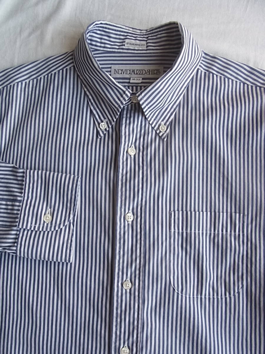 INDIVIDUALIZED SHIRTS インディビジュアライズド シャツ　ロンドンストライプ柄　ボタンダウンシャツ　サイズ 16 - 33　MADE IN USA_画像3