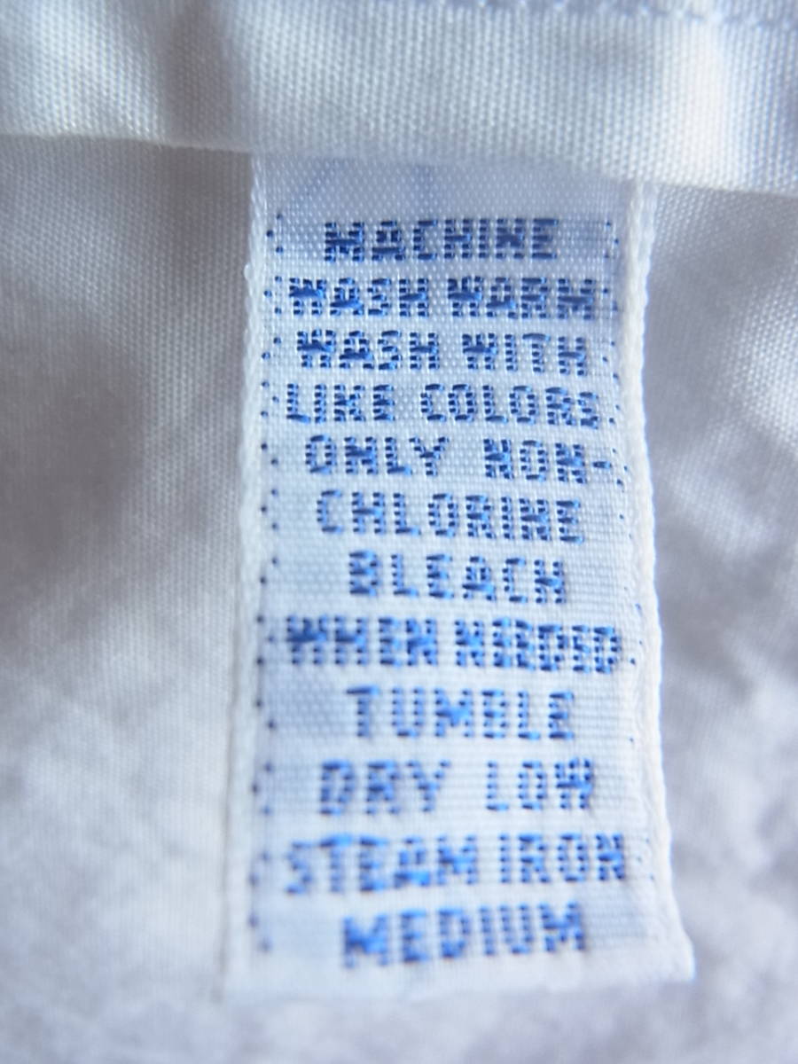 RALPH LAUREN ラルフローレン ワッペン付き コットンブロード素材 バンドカラーシャツ サイズ L ホワイトの画像7