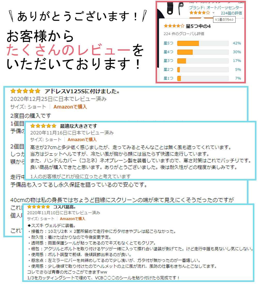 バイク スクリーン 風防 バイク ショート 取付簡単 原付 スクーター 風除け 予備の取付金具入り_画像7