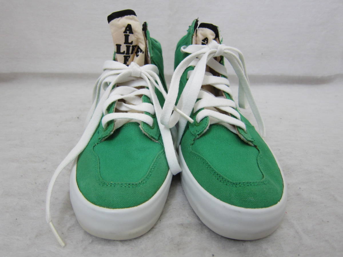 ALIFE MEN EVERYBODY HIGH CROSS CANVAS（エーライフ）　ハイカットキャンバスシューズ　　緑×白ロゴ　　24㎝　US6　　ok2311E_画像1