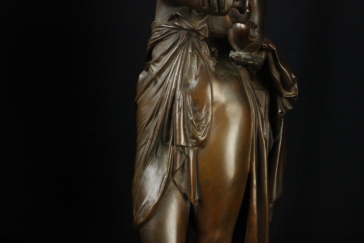 【董芸】19世紀 フランス 彫刻家 カリエ＝ベルーズ (A.CARRIER) ブロンズ像 高53.5㎝ [40D192]_画像8