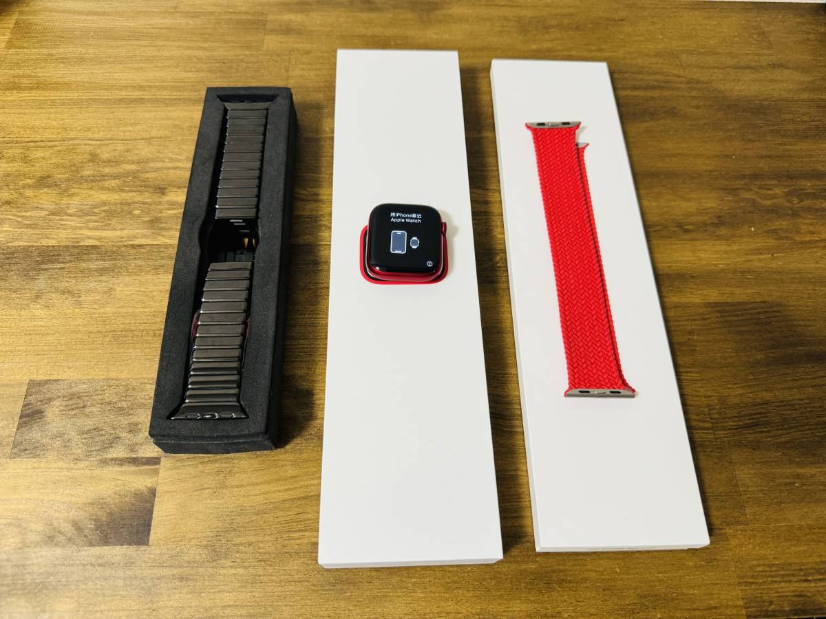 【中古】Apple Watch Series7 45mm Red Alminum GPS MKNT3J/A 動作確認済み 付属品あり_画像1