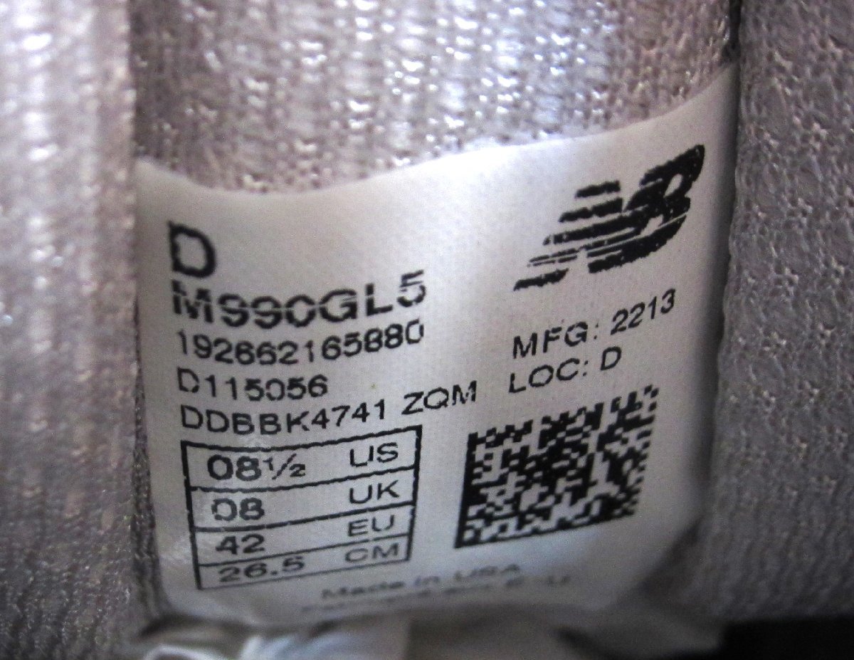 New Balance ニューバランス 990v5 M990GL5 SIZE:US8.5 26.5cm メンズ スニーカー 靴 □UT10797_画像6