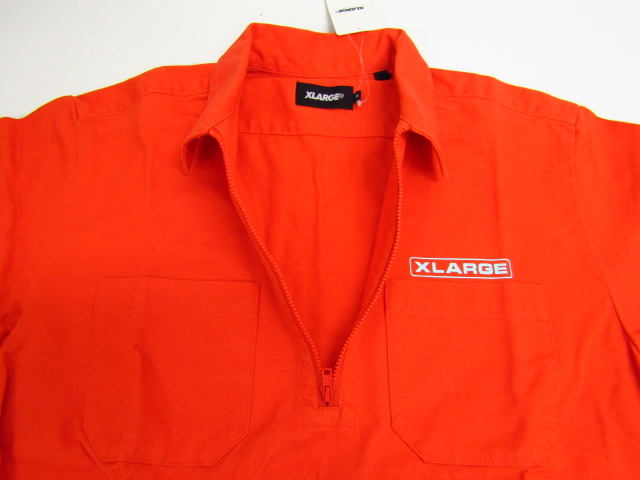 XLARGE エクストララージ HALFZIP WORK SHIRT ハーフジップ ワークシャツ 半袖 オレンジ SIZE:S ⊥FG6859_画像7