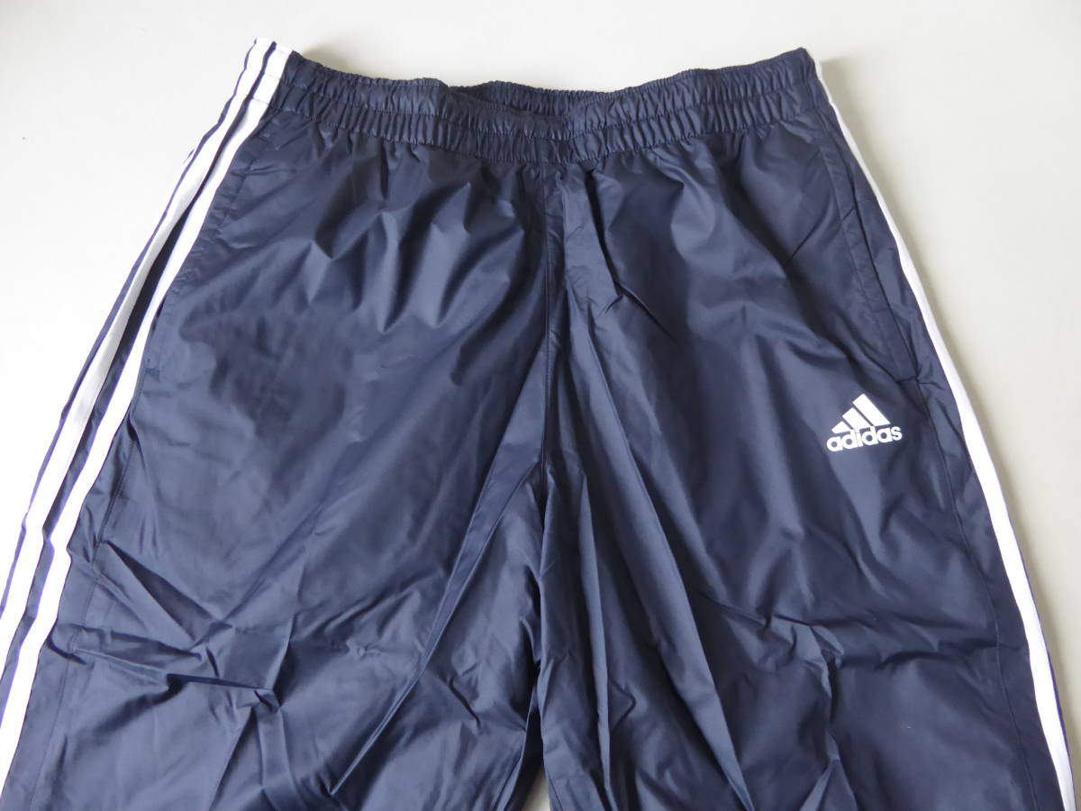 ADIDAS アディダス WIND. RDY 防風性 撥水性 裏起毛トリコット 3ストライプス ウインドパンツ　O　紺_画像1