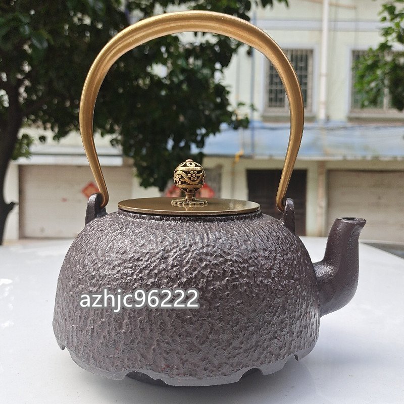 高級感満載 茶壺 手作り 煮茶壷 鉄壺 急須 茶壷 茶器 茶道具 砂鉄 常滑焼 提梁壷 鉄 やかんを沸かす お茶の道具 容量：1.2L