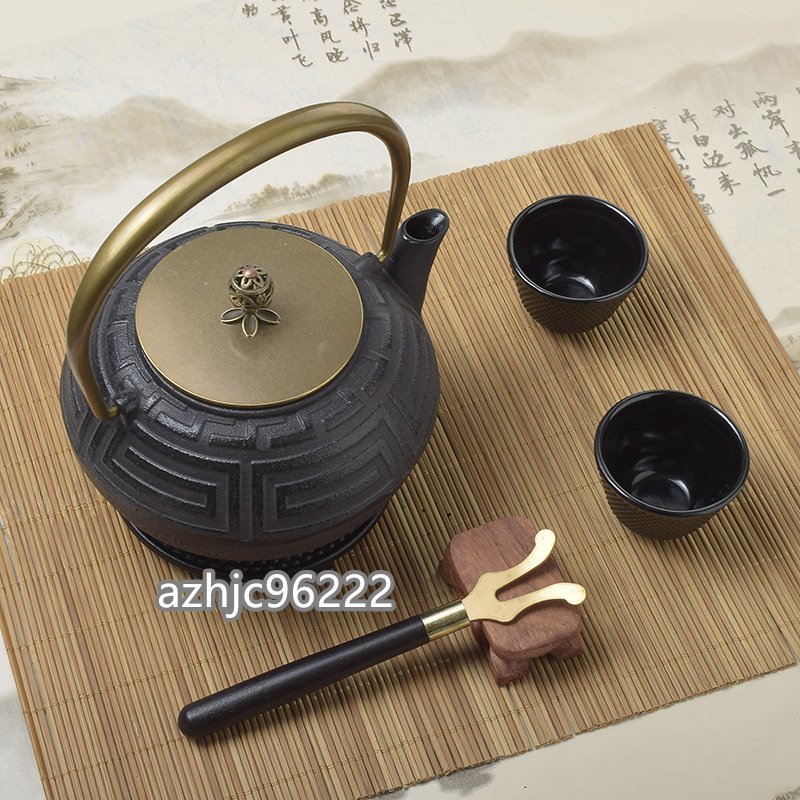 高級感満載 茶壺 手作り 煮茶壷 鉄壺 急須 常滑焼 茶壷 茶器 茶道具 提梁壷 砂鉄 鉄 やかんを沸かす お茶の道具 容量：1.2L_画像6