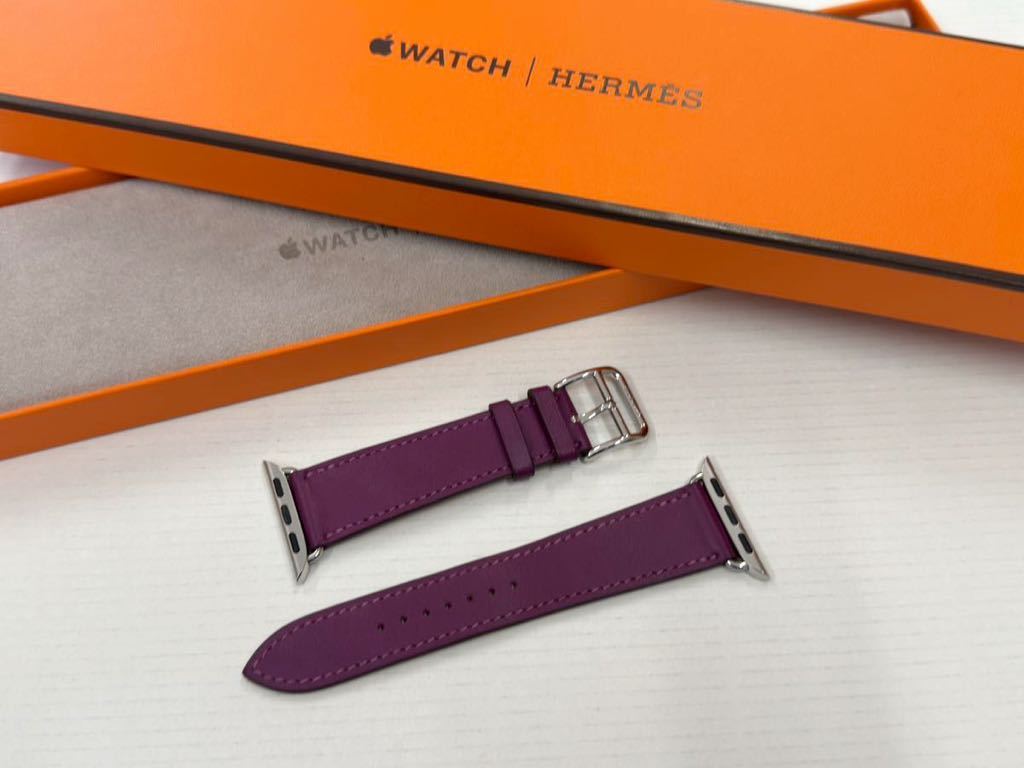 ☆即決 美品 Apple Watch Hermes 41mm 40mm ヴォー スイフト アネモネ シンプルトゥール レザーストラップ エルメス アップルウォッチ 537_画像2