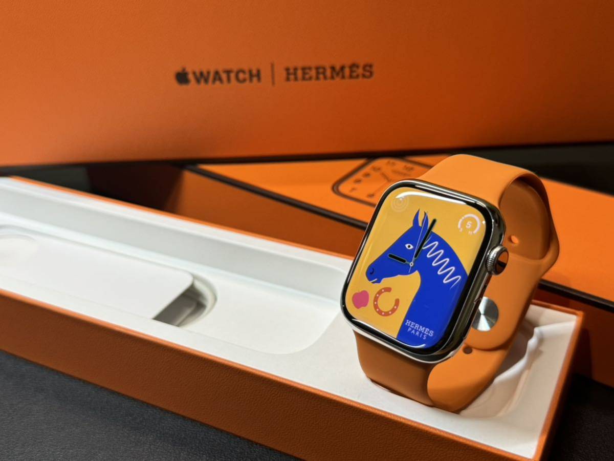 ★即決 美品 バッテリー100% Apple Watch series8 HERMES 45mm アップルウォッチ エルメス GPS+Cellular シルバーステンレス シリーズ8 521_画像1