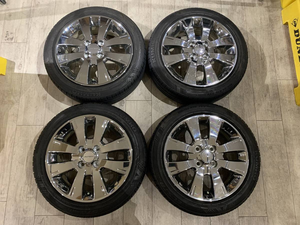 【2312007】日産 AUTECH スポークホイール 15インチ 5.5J +50 PCD100 4H + KUMHO ECSTa HS51 165/55R15 2020年 4mm 6mm_画像1